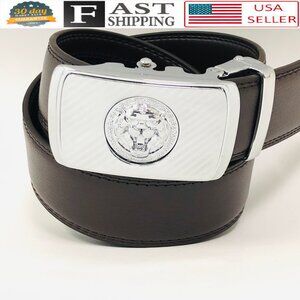Dark Coffee Belt Automatic Buckle Slide Belts Strep Leather Fit All Classic New‎